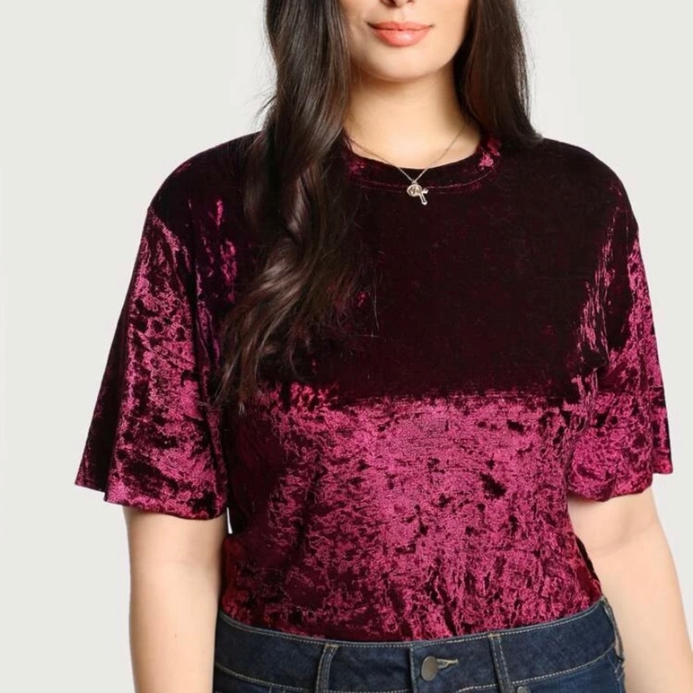 Maroon Velvet Tee